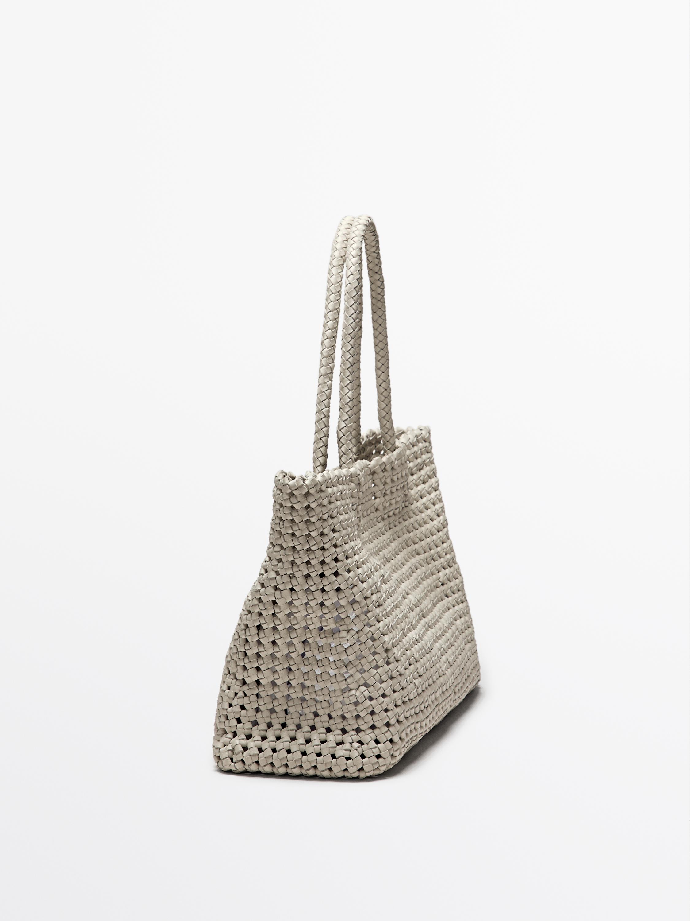 Sac cabas tressé en cuir nappa